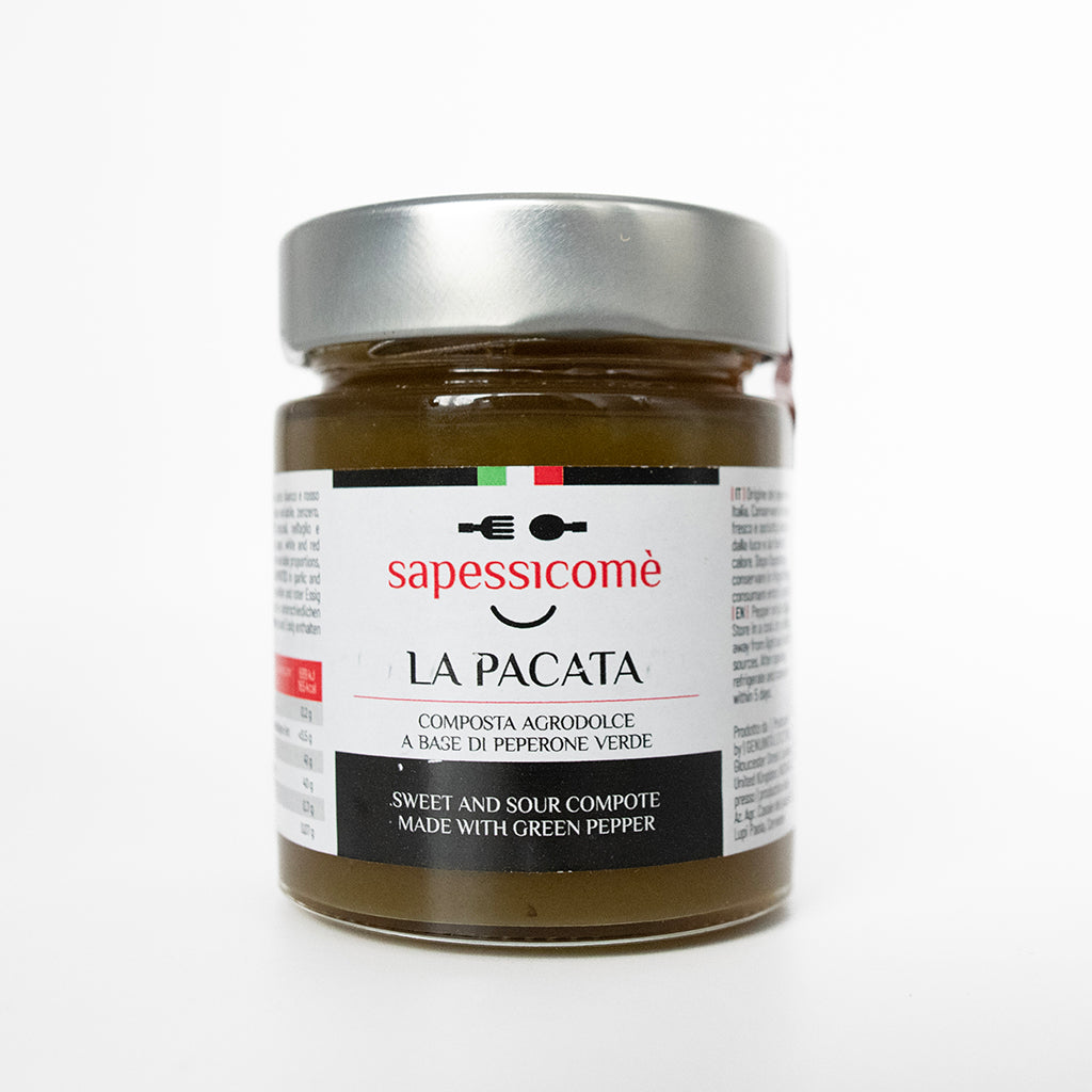 SAPESSICOME'  LA PACATA - Sweet and sour compote made with green pepper - 156 ml jar