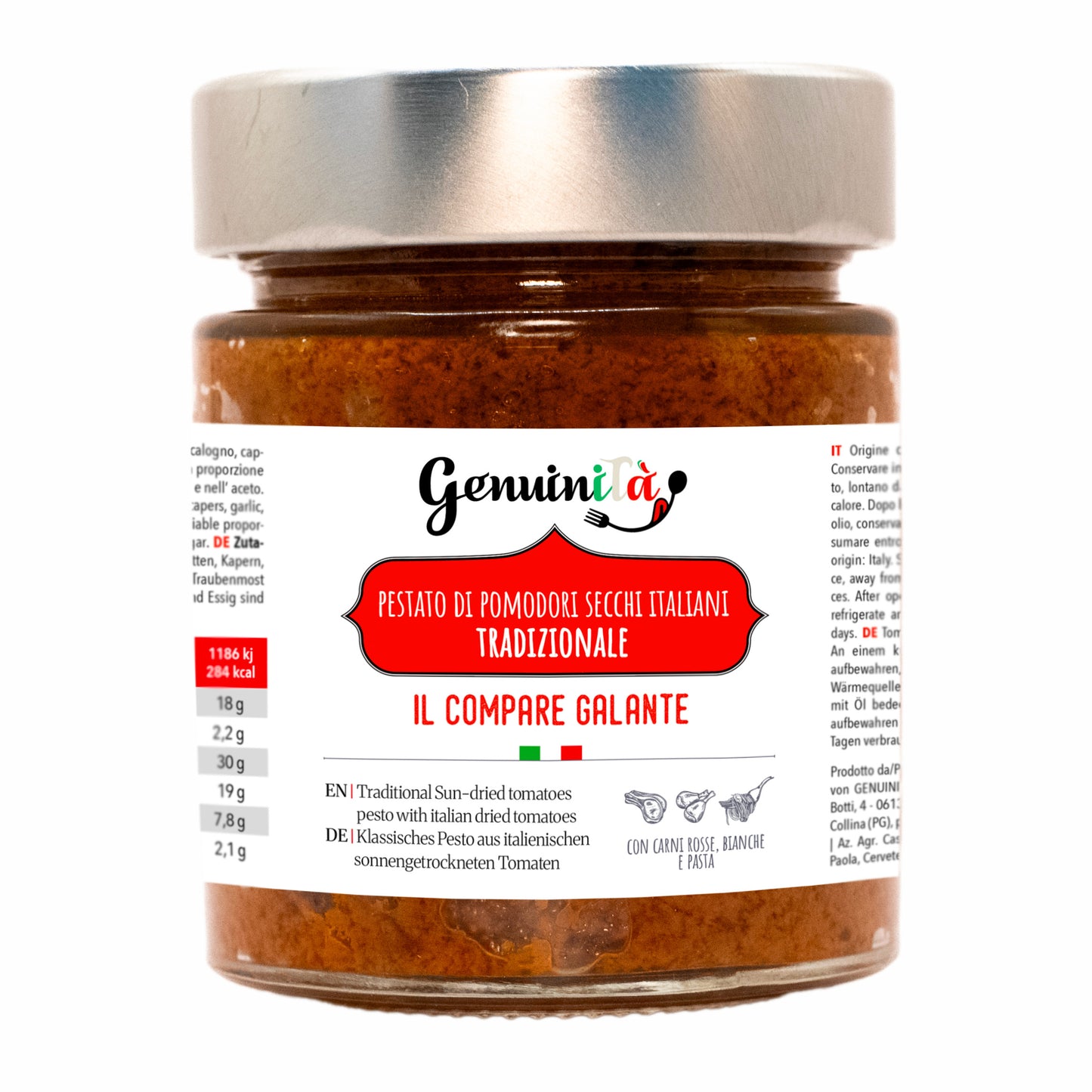 GENUINITA'  IL COMPARE GALANTE - Sun-dried tomatoes pesto - 156 ml jar